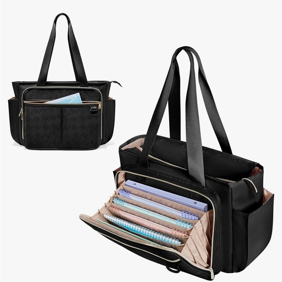Handbags - Black Multi-Compartment Tote Bag